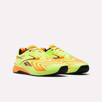 Trainingsschuh REEBOK "NANO X5 EDGE", Herren, Gr. 43, atmungsaktiv, orange (digital lime, schwarz), Synthetik, Textil, Schuhe, durch erstklassige Agilität perfekt für Multisport