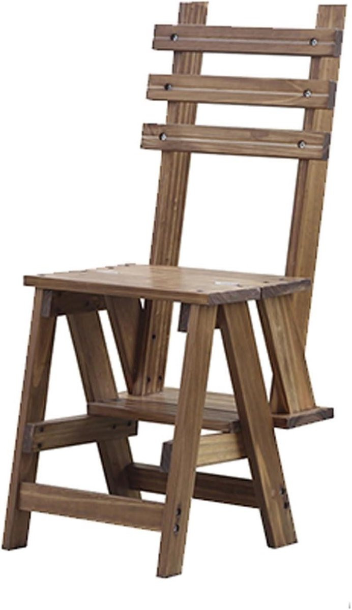 Houten Trapkruk Walnoot - Opvouwbare Klimkruk van Massief Hout - Hoogte: 68,5 cm