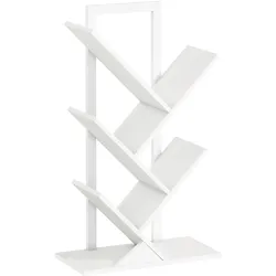 HOMCOM 5-Ebenen-Baum-Bücherregal Stahlrahmen platzsparender Organizer Bücher CDs DVDs 50x24x82 cm/Weiß