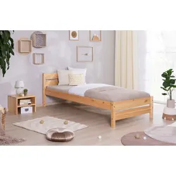 TiCAA Massivholz Einzelbett "Bora" Kiefer Natur