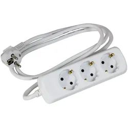 HEITRONIC Steckdosenleiste, 3-fach, 3G 1.5mm2, weiß, geeignet für DE / FR /B, mit 150cm Anschlusskabel HEI-45031