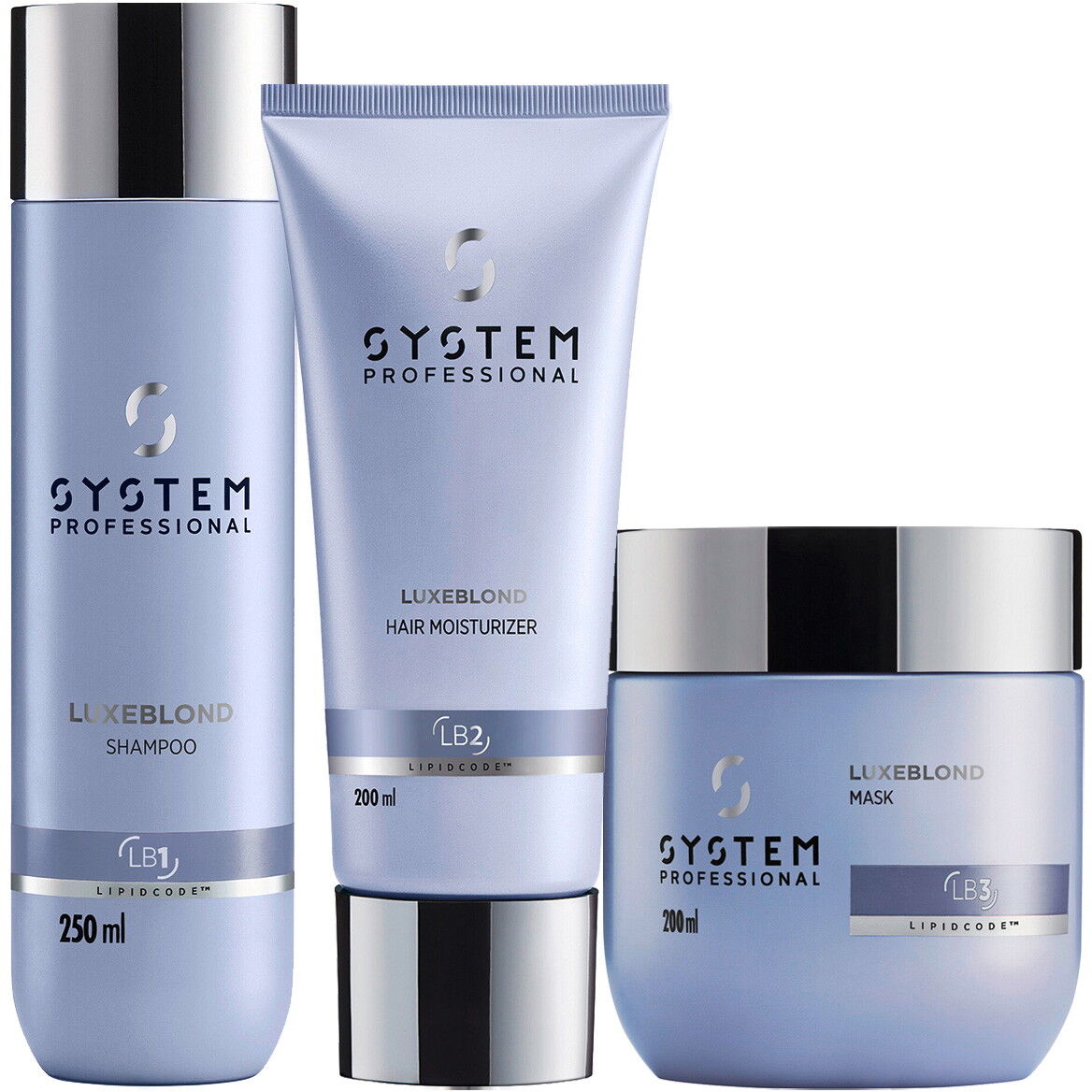650ml System Professional LipidCode LuxeBlond Intense Repair Set (Shampoo 250ml + Mask 200ml + Moisturizer 200ml)