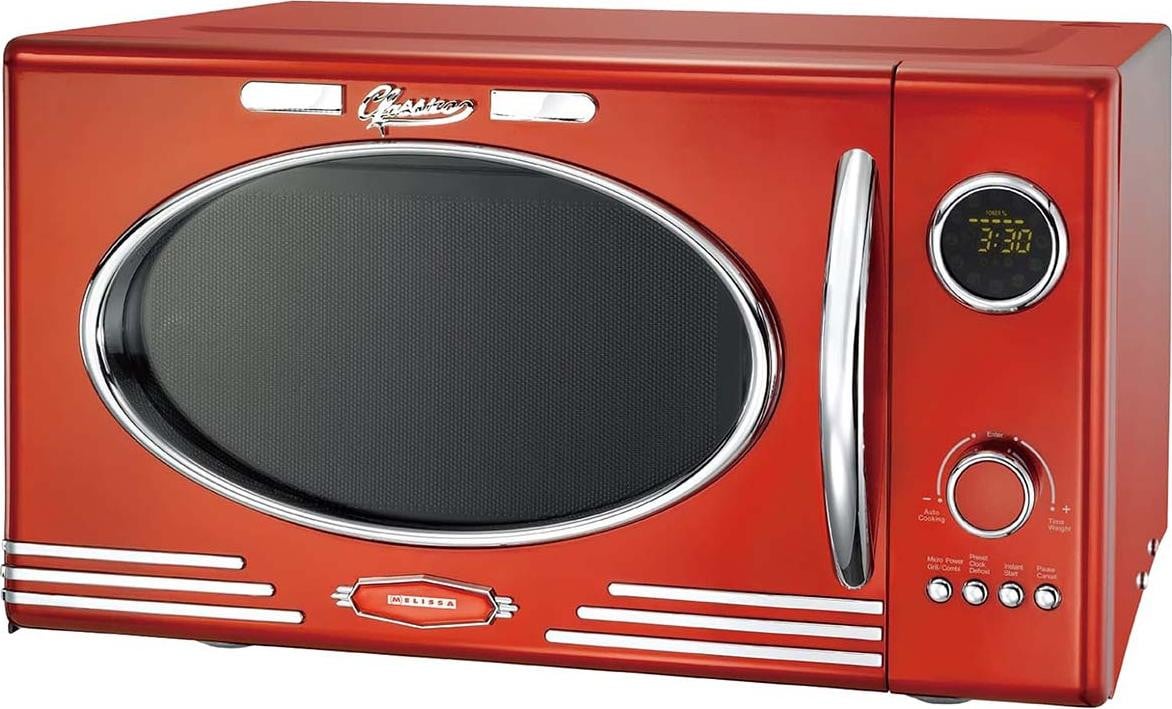 Melissa 16330129 Retro Magnetron met grillfunctie, 1000 Watt, 23 Liter, Roestkleur