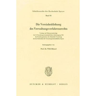 Die Vereinheitlichung des Verwaltungsverfahrensrechts., Taschenbuch von , Duncker & Humblot, 978-3-428-05616-3