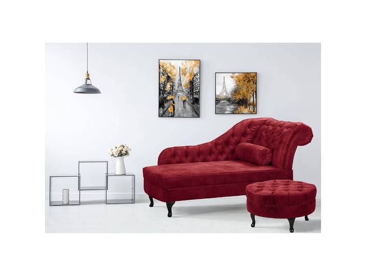 Recamiere Dale Rot Microfaser Rica 185 x 93 x 75cm Armlehne davorstehend rechts Glamour