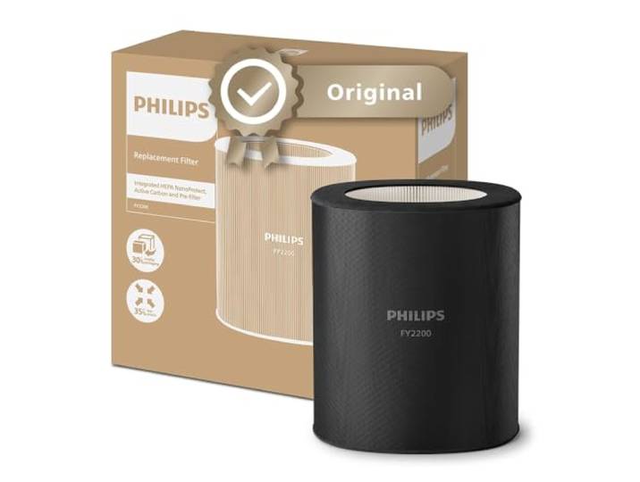 Philips Filtre pour purificateur Original 2200\, HEPA NanoProtect\, 36 mois Durée de vie 36 mois\, charbon actif\, filtre de remplacement pour purificateurs AC2210\, AC2220 & AC2221 (FY2200/30)