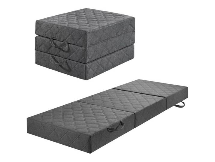 sleepling Matelas pliant Visco 3 parties 195x75x14 cm mousse confort H2 5 housse amovible gris OEKO-TEX fabriqué dans l'UE