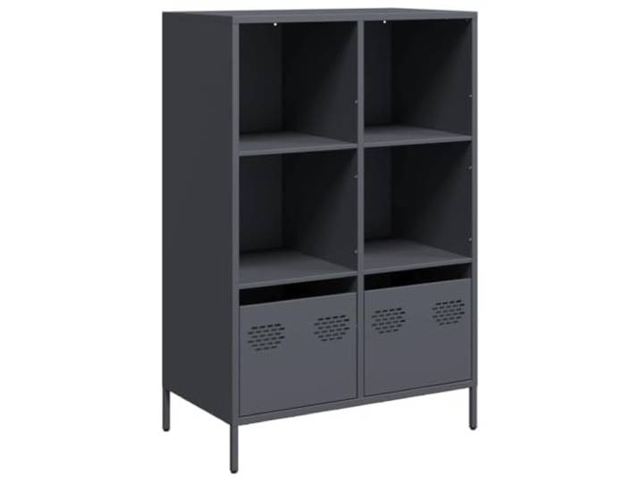 HGFDVCMR Highboard Anthrazit 68x39x103,5 cm Metall Schrank Moderner Kommodenschrank aus Stahl mit 2 Schubladen und 4 Fächern für Wohnzimmer, Schlafzimmer oder Büro.