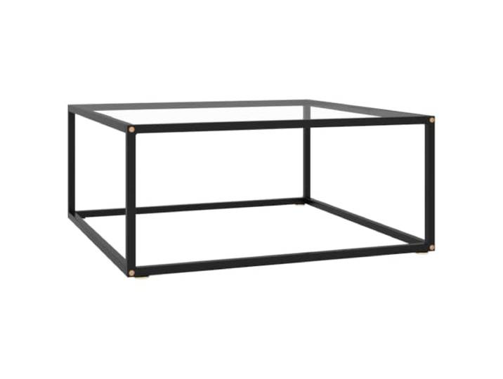 Tmriohed Couchtisch Schwarz Hartglas Modern Wohnzimmertisch 80x80x35 cm Quadratischer Glastisch mit feucht abwischbarer Platte und stabilem Metallgestell für Wohnzimmer und Loungebereich.