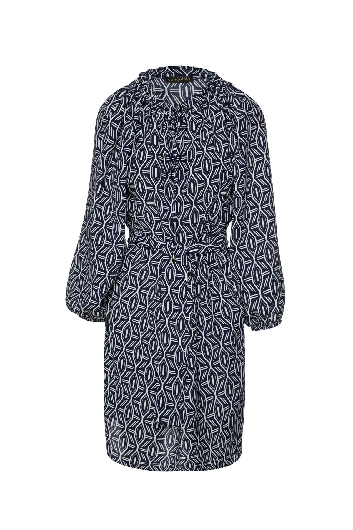 Print-Kleid mit Gürtel und Taschen