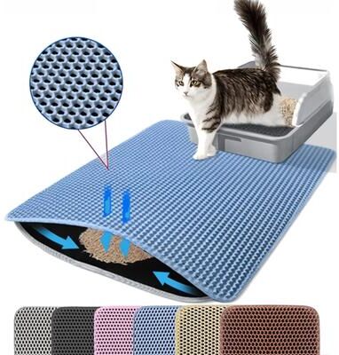 Inspired Living CleanPaws Double Layer Cat Litter Mat blue 70x120cm