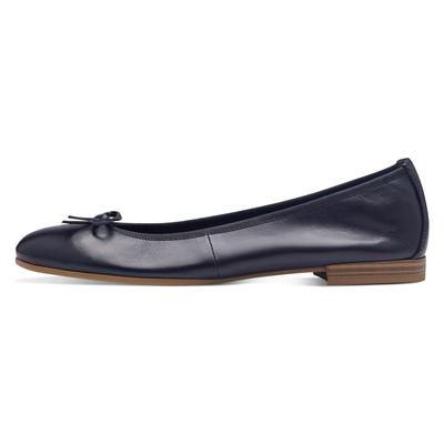 Ballerina TAMARIS, Damen, Gr. 36, Textil, blau, Leder, unifarben, Schuhe Ballerina, Flats, Slipper, Businessschuh mit dekorativer Schleife