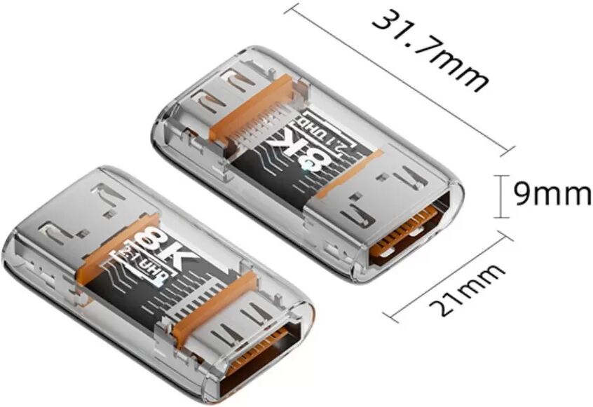INF Adaptateur HDMI 2.1 femelle-femelle 8K - Lot de 3, connecteur d'extension UHD 60Hz pour TV moniteur projecteur Transparent