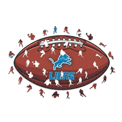 Iconic Puzzles Detroit Lions houten puzzel voor volwassenen, meerkleurig