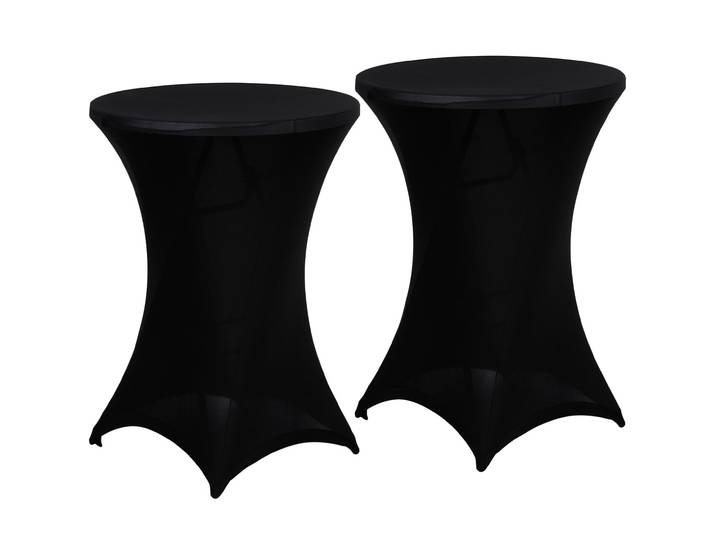 2er-Set Schwarze Stehtischhusse für Tische bis 115cm, Ø 90cm