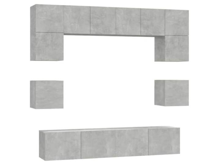 Makastle 8-TLG. TV-Schrank-Set Betongrau Holzwerkstoff