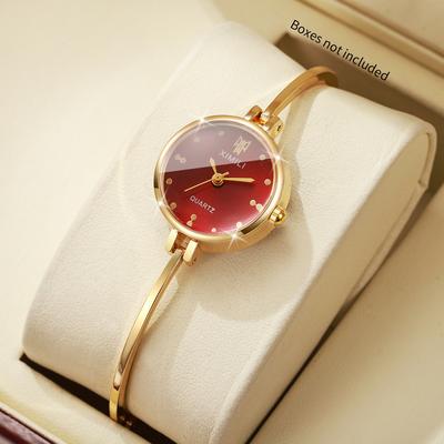 Fusion Finds Elegant Women's Bracelet Watch With Quartz Movement And Bangle Strap For Everyday Style gold Red