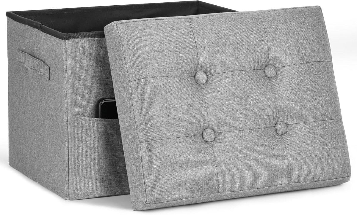 Opberg Ottoman Voetsteun kruk Donkergrijs B/D: 43 x 33 cm