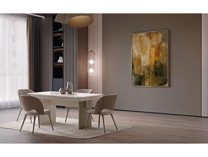 JVmoebel Essgruppe Esszimmerset Tisch 4x Stühle Modern Beige Edel Design Essgruppe Set, (5-tlg), Made in Europa
