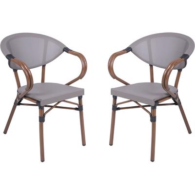 Stapelstuhl GARDEN PLEASURE "TOSKANA", schwarz (braun, grau, schwarz, braun, grau), B:58cm H:82cm T:55cm, Aluminium, Kunststoff, Stühle, Stapelstuhl, 2er Set