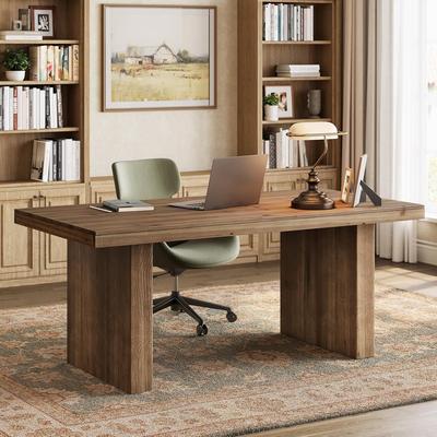 BLUEBELL "63"" Solid Wood Home Office Desk, Farmhouse Large Executive Computer Desk Study Desk Workstation"