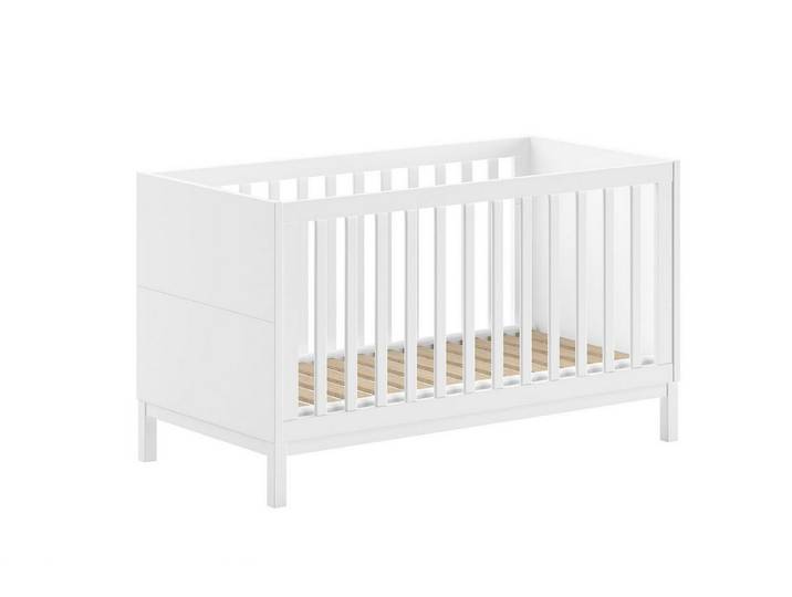 58 aufm Kessel Kinderbett Babybett Keely 70x140 Kiefer MDF weiß höhenverstellbar umbaufähig (inkl. Versand, Lieferung bis Verwendungsstelle), Umbaubar vom Babybett zum Juniorbett für lange Nutzung
