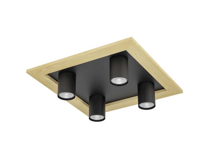 Eglo Deckenlampe Valcasotto 1 Braun/schwarz Holz/Stahl B 37 cm - LED - LED Energiesparlampen