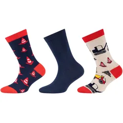 3er Pack s.Oliver Originals Baumwolle Motif Crew Socken Jungen 5801 - blue 31-34