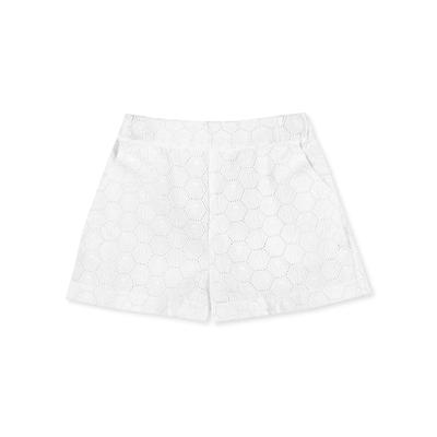 Shorts PHILIPP PLEIN "Monogram", Damen, Gr. 12, weite Kindergrößen, 01, weiß, Obermaterial: 100% Baumwolle, Hosen Shorts
