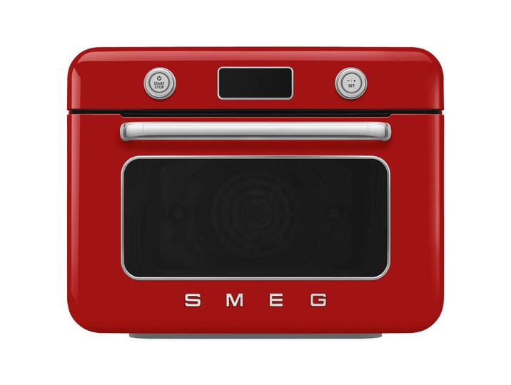 Smeg Minibackofen 50´s Style, Rot, Metall, 50x40x51 cm, Timer, akustisches Signal Ein-/Aus, Display, elektronischer Timer, Innenbeleuchtung, elektronische Temperaturregelung, Wassertank abnehmbar, Kochgeschirr, Küchengeräte, Sonstige Küchengeräte