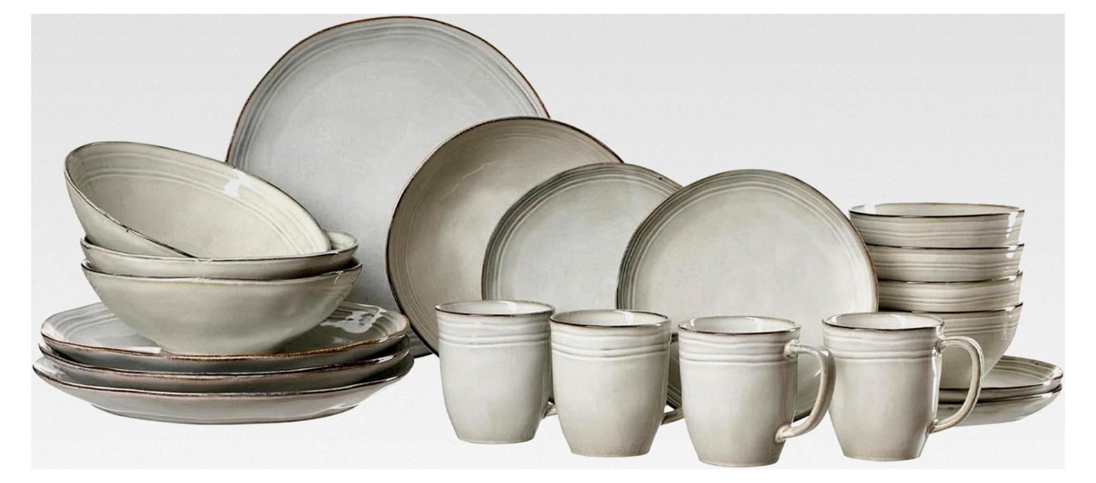 Kendra Kombi-Set 20-teilig für 4 Personen - Modernes Geschirr aus Steingut mit Reaktivglasur - Teller, Schalen und Becher - Spülmaschinenfest und Mikrowellengeeignet