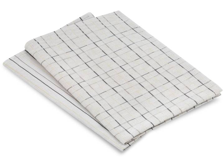 Geschirrtuch ROSS Geschirrtücher 2er-Set 987 2x HL + Banderole , weiss (chrom), B:18cm H:3cm L:27cm T:3cm, 50% Baumwolle, 50% Leinen, Geschirrtücher, Geschirrtuch, Zwirn- Halbleinen