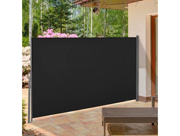 Outsunny Store Rétractable 3x1,6m Métal Polyester Noir Anti-UV