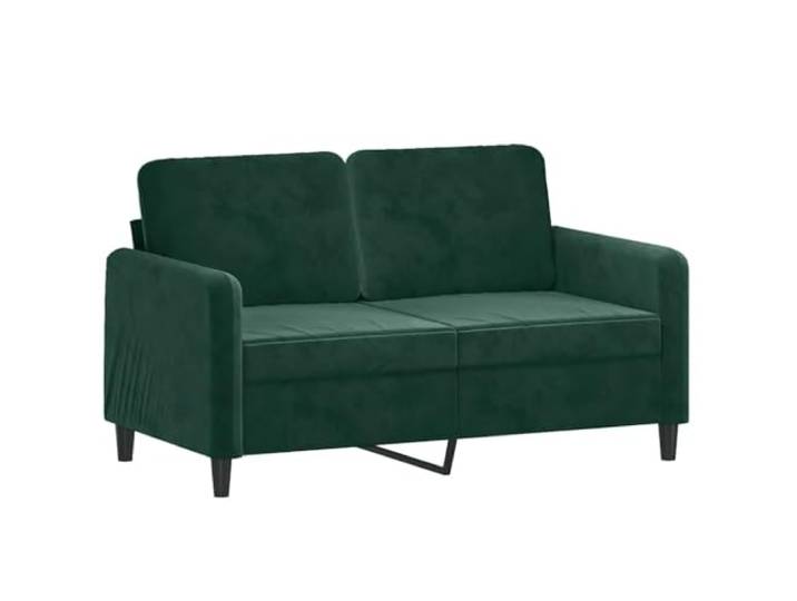 KTHLBRH 3-teiliges Sofa-Set aus Samt, dunkelgrün 2-Sitzer-Sofas, Fußstütze, 4 Kissen, Metallrahmen, Schaumstoff