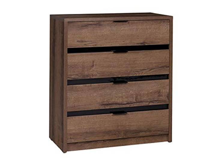 Mirjan24 Kommode Reton K4SZ R03, Schubladenkommode, Mehrzweckschrank, Sideboard, Highboard, Wohnzimmerschrank, Schrank, Wohnzimmer (Monastery Eiche/Monastery Eiche + Schwarz Hochglanz)