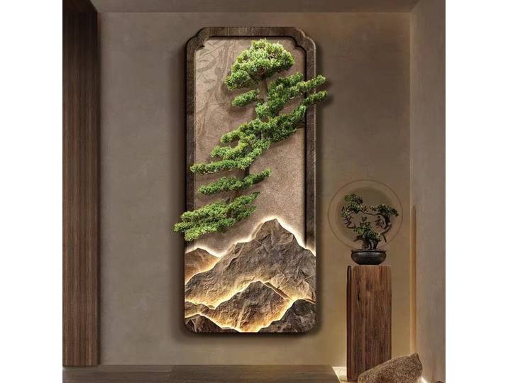 Peinture de décoration d'entrée de style chinois, peinture de paysage verticale, peinture suspendue de couloir, applique murale de porte haut de gamme