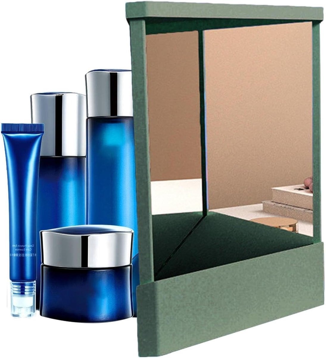 Groene niet-omgekeerde make-upspiegel voor op tafel, 28.5 x 24 cm