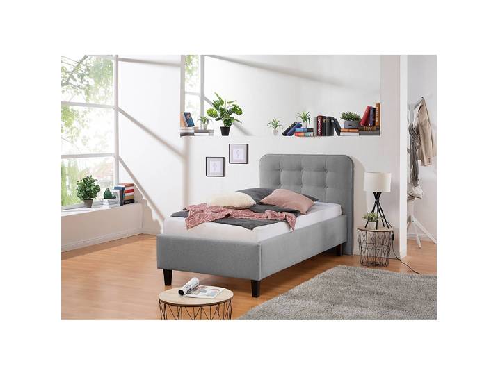 Polsterbett Ava 100 x 200cm Strukturstoff Grau/Grau