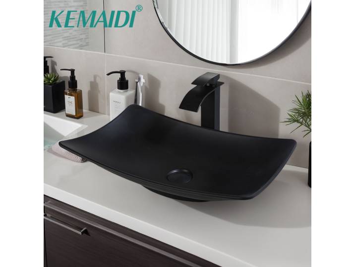 KEMAIDI salle de bain évier navire lavabo au-dessus du comptoir moderne salle de bain navire évier bol avec robinet Combo éviers de formes multiples