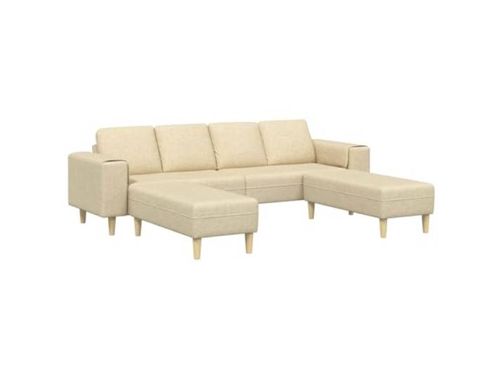 Todiikf Sofagarnitur 3-teilig Creme Wohnzimmer Sofa mit 2 Hocker Komfortable 4-Sitzer Couchgarnitur für das Wohnzimmer, inklusive 2 Polsterhockern aus atmungsaktivem Polyester in Creme.