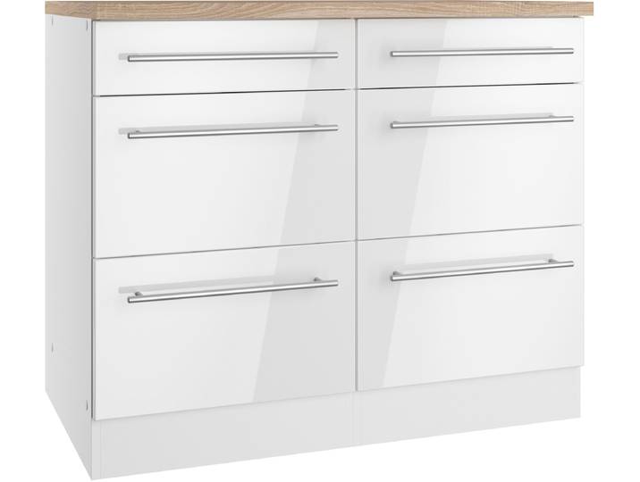 Unterschrank KOCHSTATION KS-Wien , weiß (hochglanz weiß, weiß), B:100cm H:85cm T:60cm, Schränke, Unterschrank, edel aussehende gestiftete Fronten
