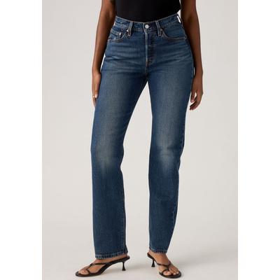 Stretch-Jeans LEVI'S "LV Jeans 501 CURVE BLACKS", Damen, Gr. 28, Länge 34, blau (cold summer), Denim/Jeans, Obermaterial: 99% Baumwolle, 1% Elasthan, bequem lang, Jeans, Die Passform schmeichelt kurvigen Figuren