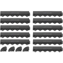 VEVOR 11 Stk. Rampenstück für Garagenboden Belag, 31 x 6,9 cm Auffahrrampe für Klickfliesen, Rampe aus PP mit 4 Eckstück für Garagenboden Werkstattboden Klickfliesen, Nur für VEVOR Drainagematten