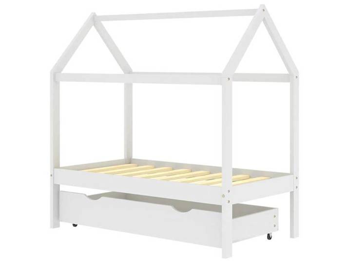 SALE 2026 Lit Jeune tout-petit Blanc - Cadre de lit d'enfant - Structure Maison Cabane pour Fille/Garçon - avec un tiroir Blanc Pin