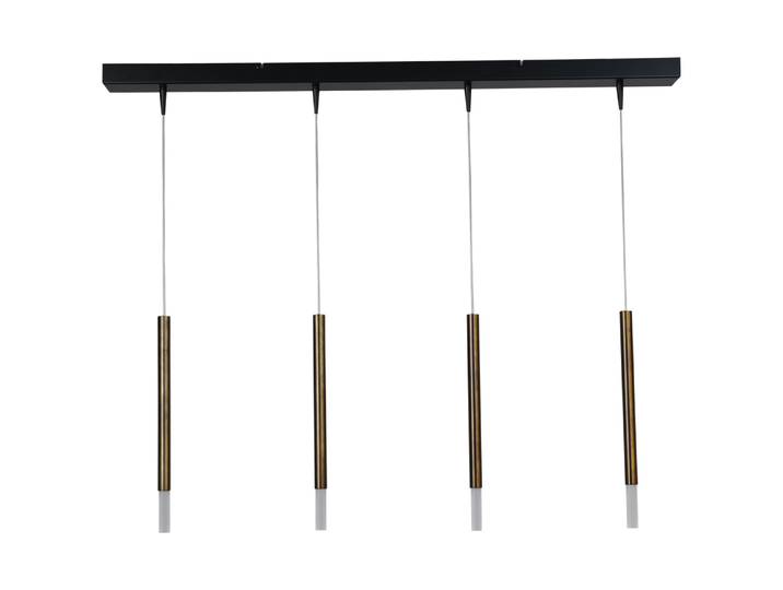 Zwarte eettafel hanglamp Flute 4-lichts gouden cilinder Masterlight - 2591-10-100-4-DW