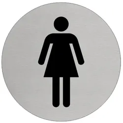 CombiCraft Aluminium Türschild 'Frau Piktogramm' - Ø75mm mit 3M-Klebeband