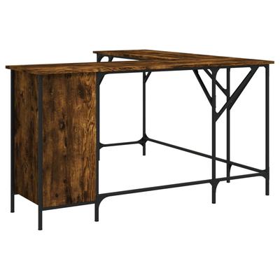 Helloshop26 - Schreibtisch Arbeitsplatz Computermöbel Arbeitszimmermöbel geräucherte Eiche 141 x 141 x 75 cm braunes Holzwerkstoff 02_0023587