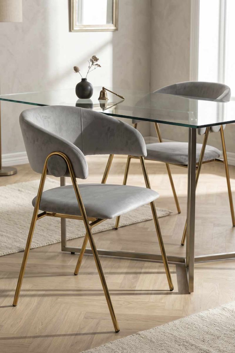 RegalosMiguel Silla Mihu Gold Terciopelo - Gris claro