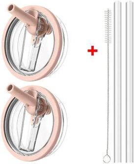 Uplift Essentials Tumbler Lid Replacement With Flip Straw Leak Proof Spill Proof Cup Cover For 40oz Tumblers pink 2pcs X Straw