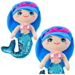 Plüsch Meerjungfrau Kuscheltier Schwanz Pailletten Blau 30cm